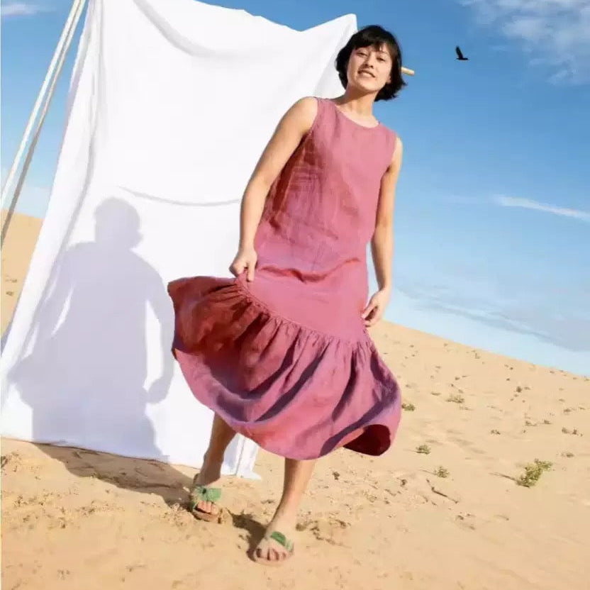 Cotton linen casual dress