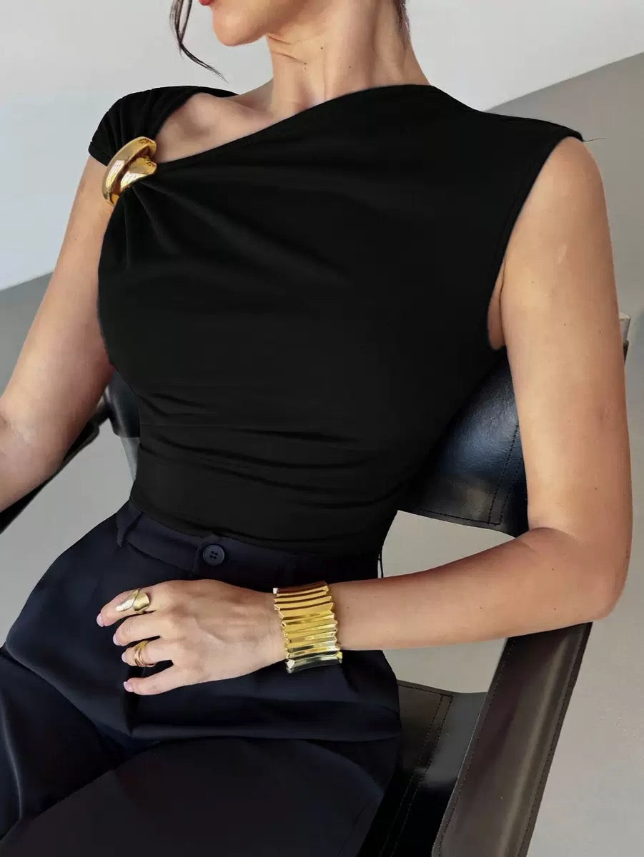 Top with metal accessories
