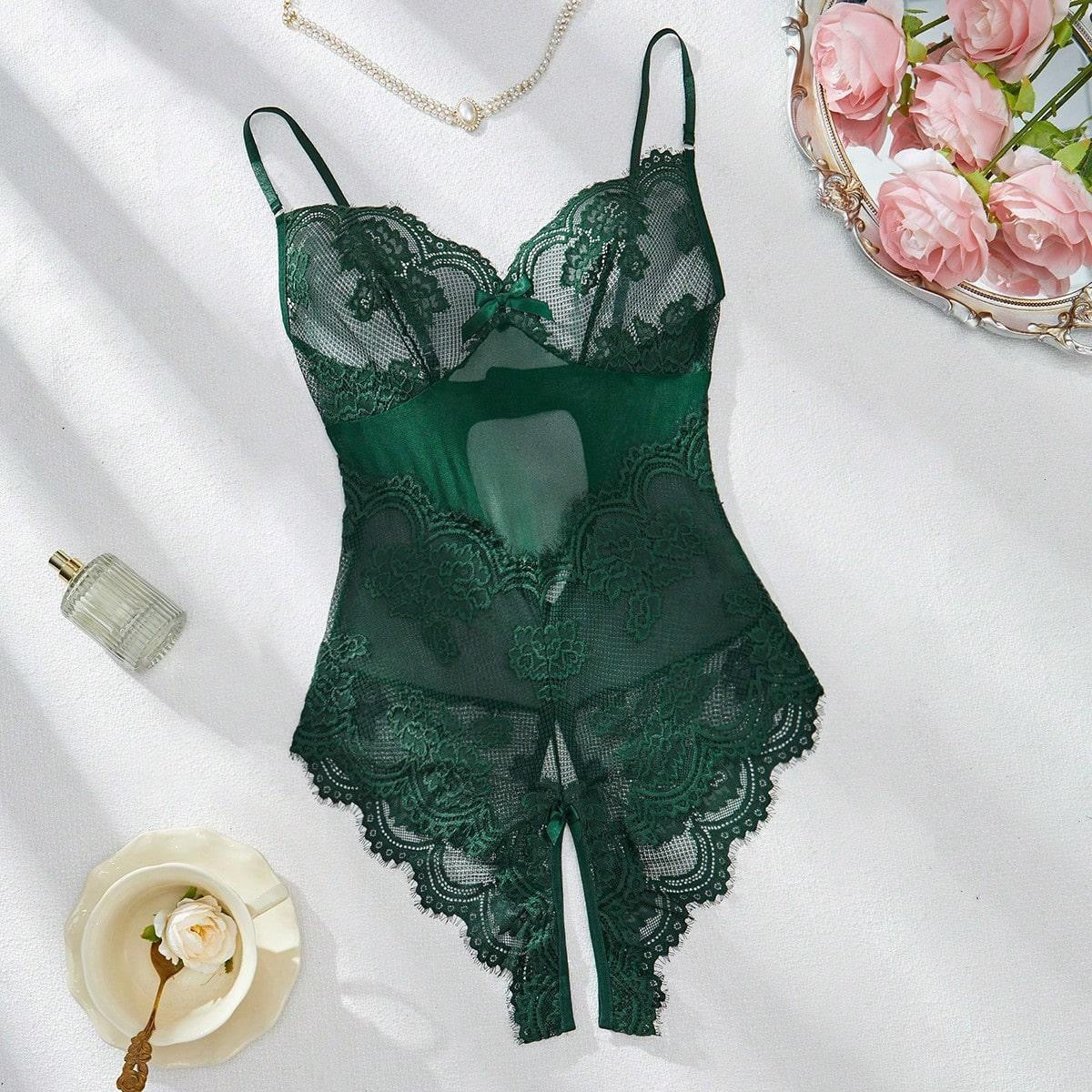 Green bodysuit lingerie
