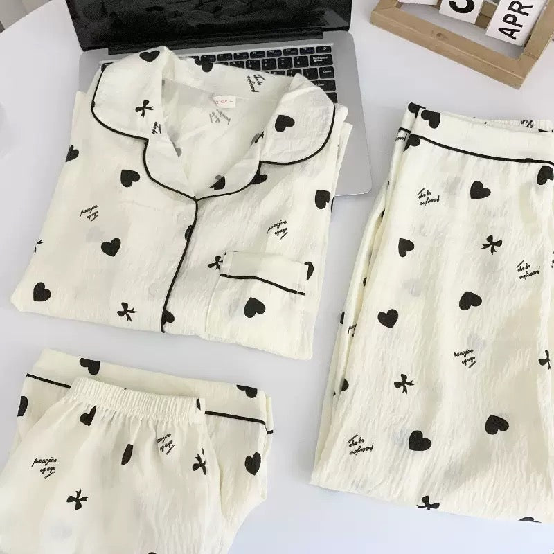 Black hearts 3 pieces pijama set