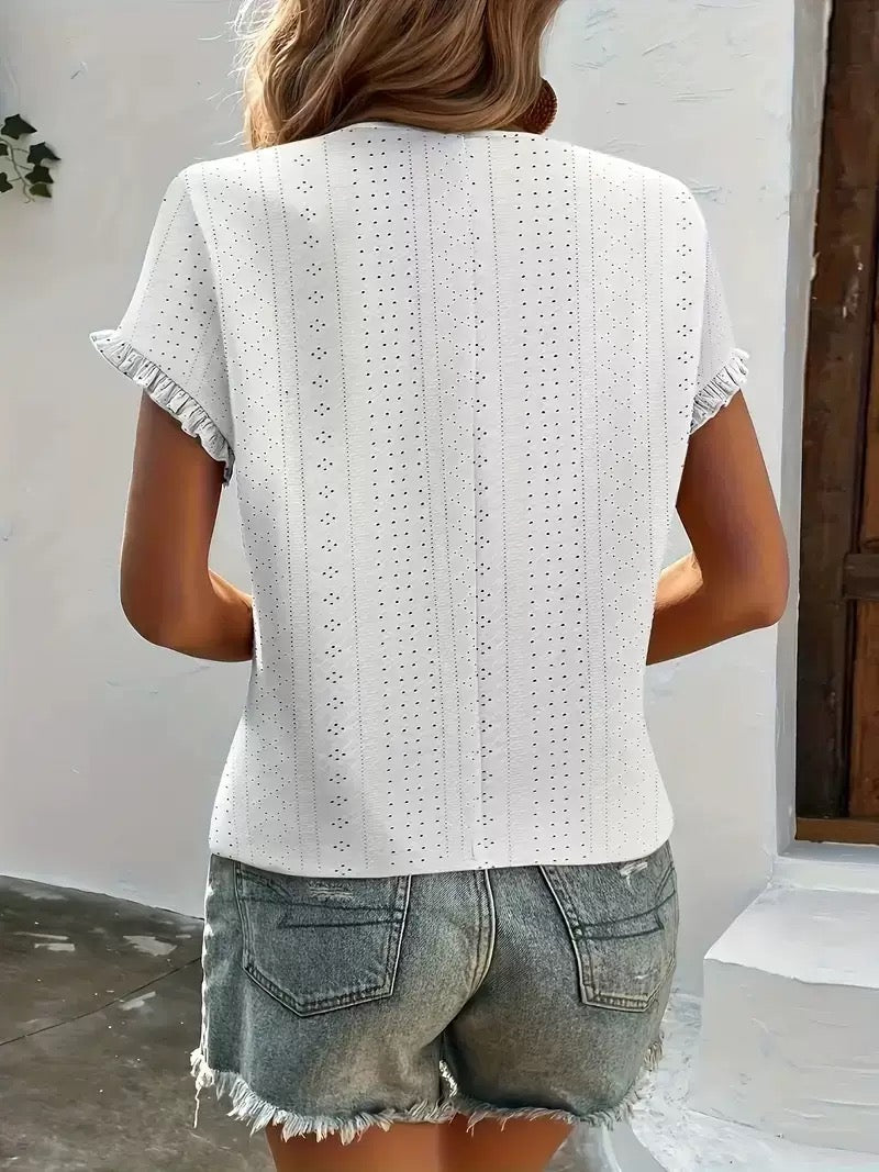 White formal ruffled blouse