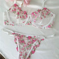 Floral embroidery lingerie set