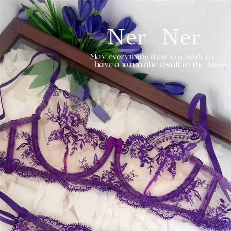 Royal Orchid Lace Bra & Thong Set