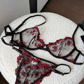 Floral embroidery lingerie set
