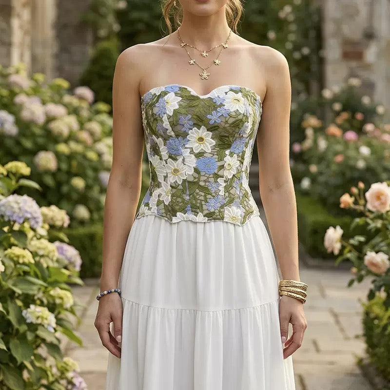 Green flowery corset