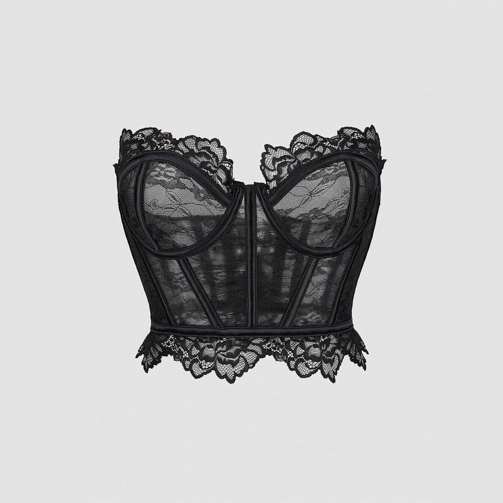 Black lace transparent corset (large size )