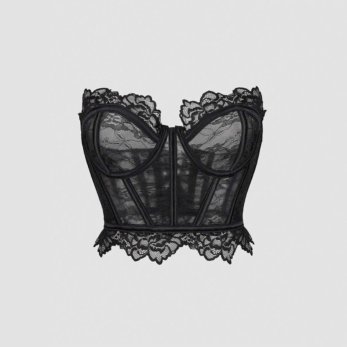 Black lace transparent corset (large size )