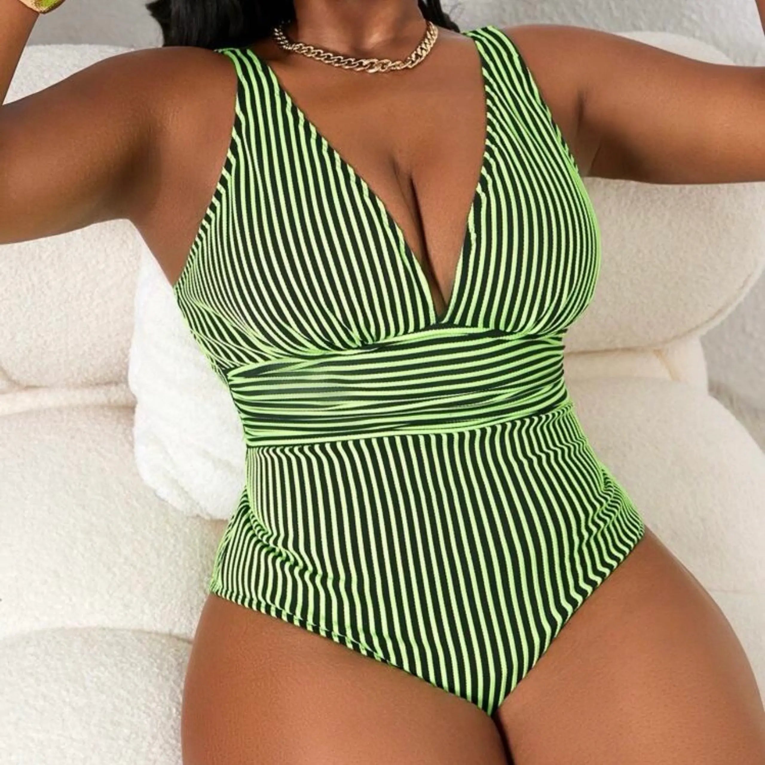 One piece green swimsuit