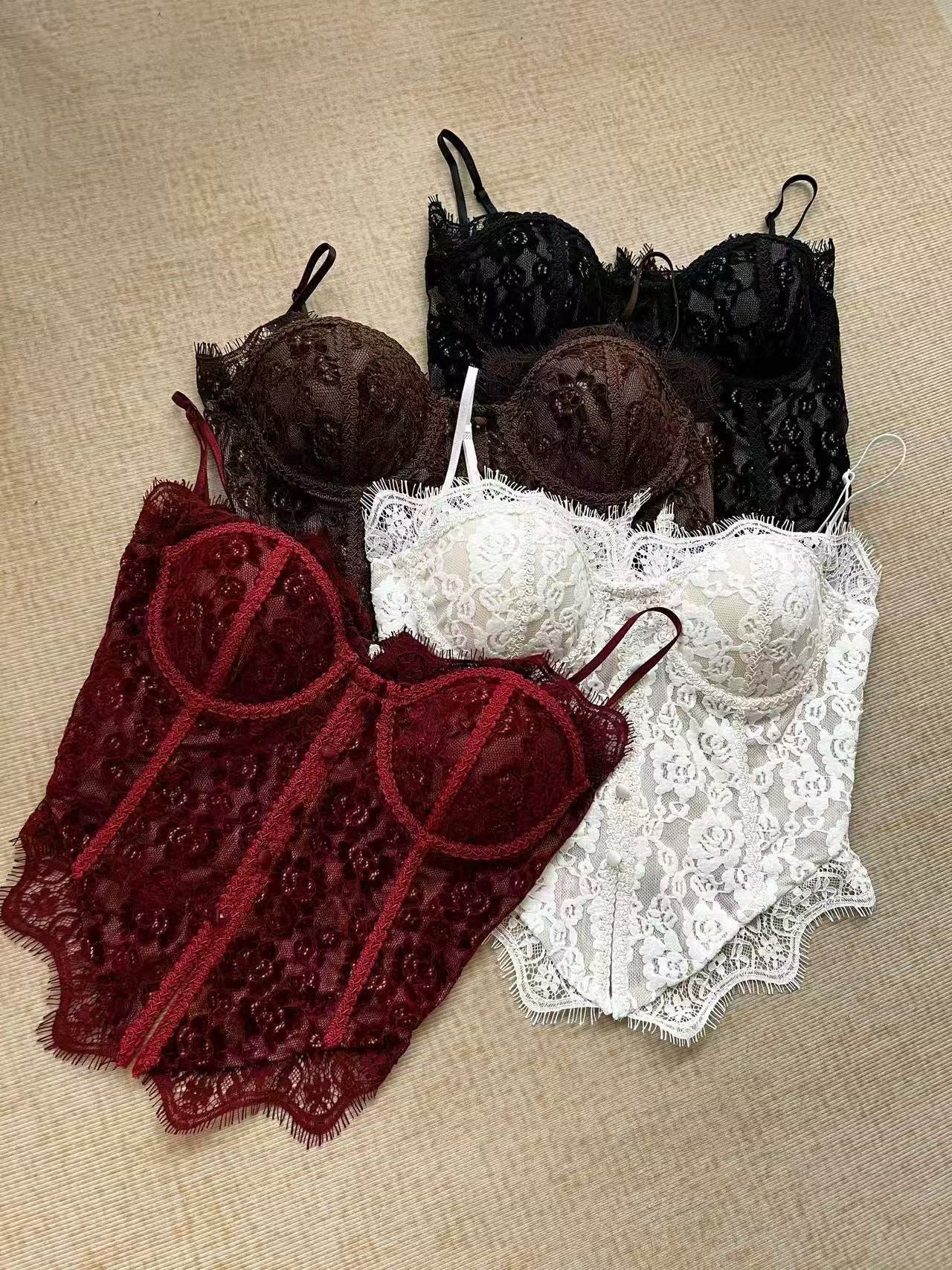 French lace Burgandy vintage corset