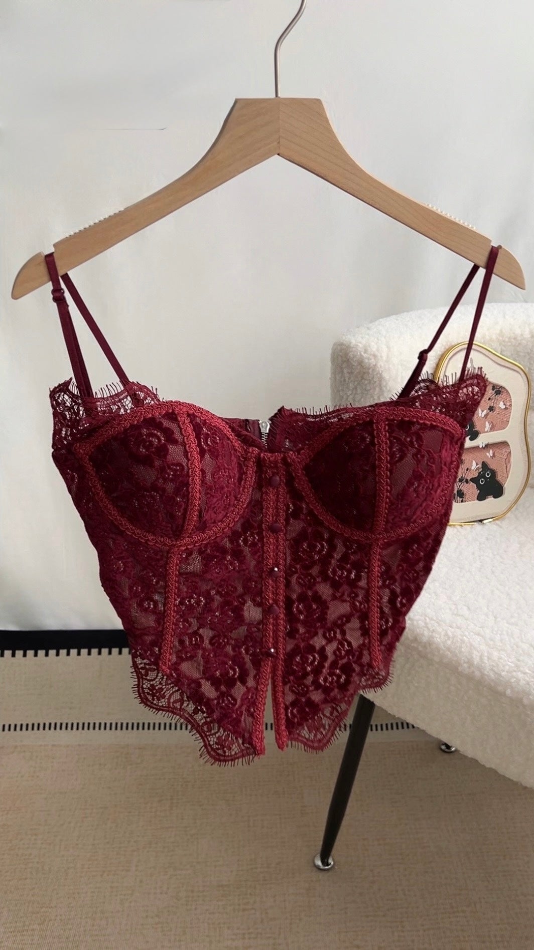 French lace Burgandy vintage corset