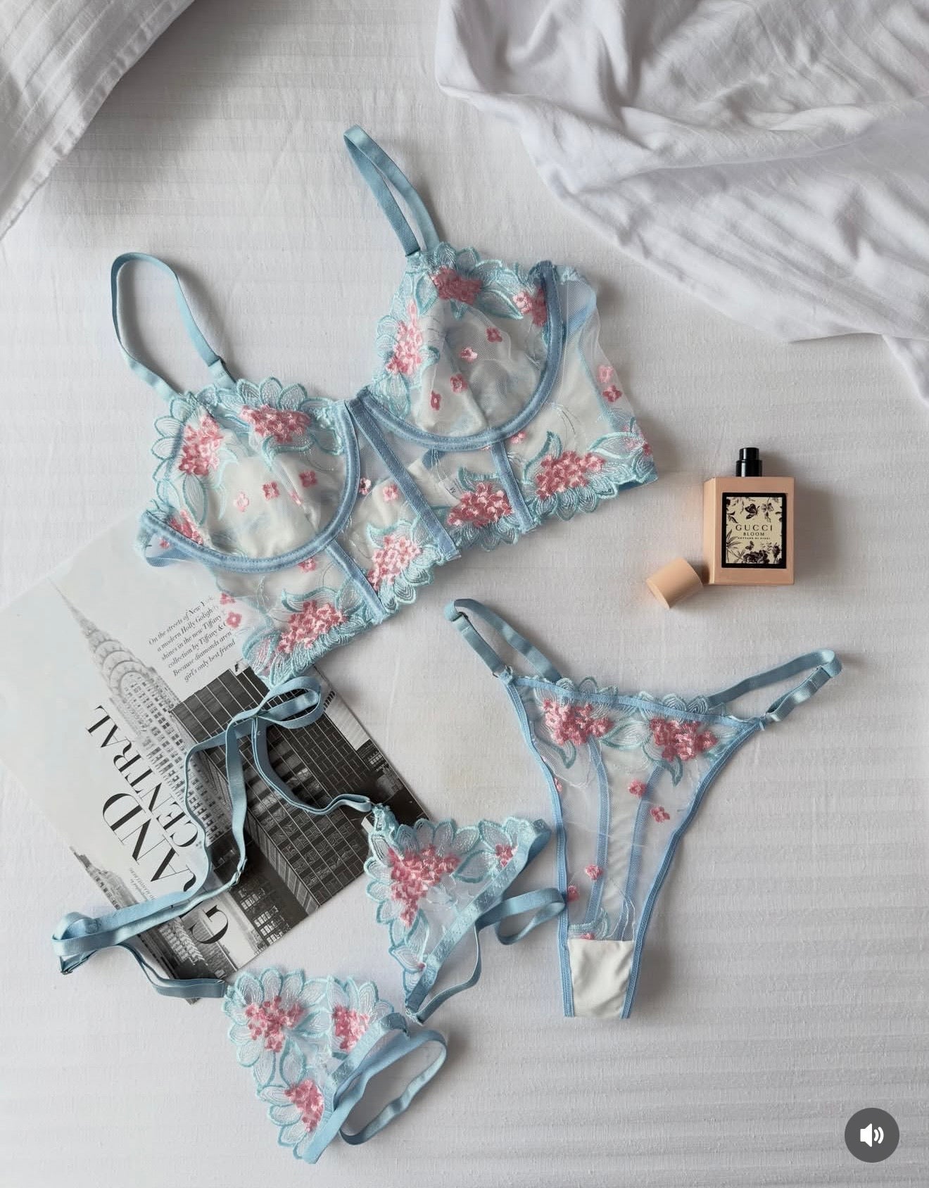 Baby blue corset lingerie set