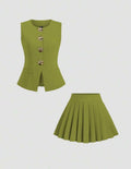 Woman green set (vest+skirt)