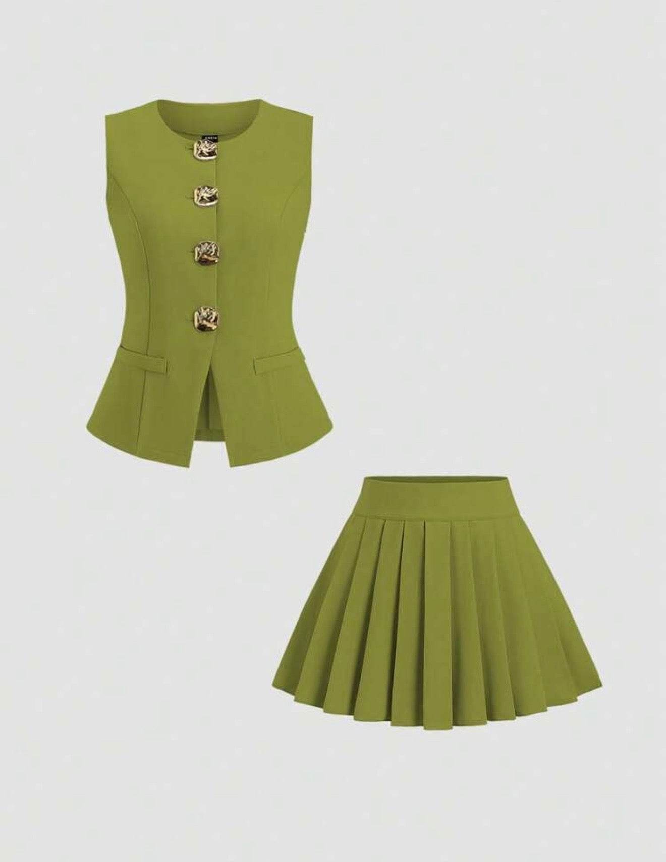Woman green set (vest+skirt)