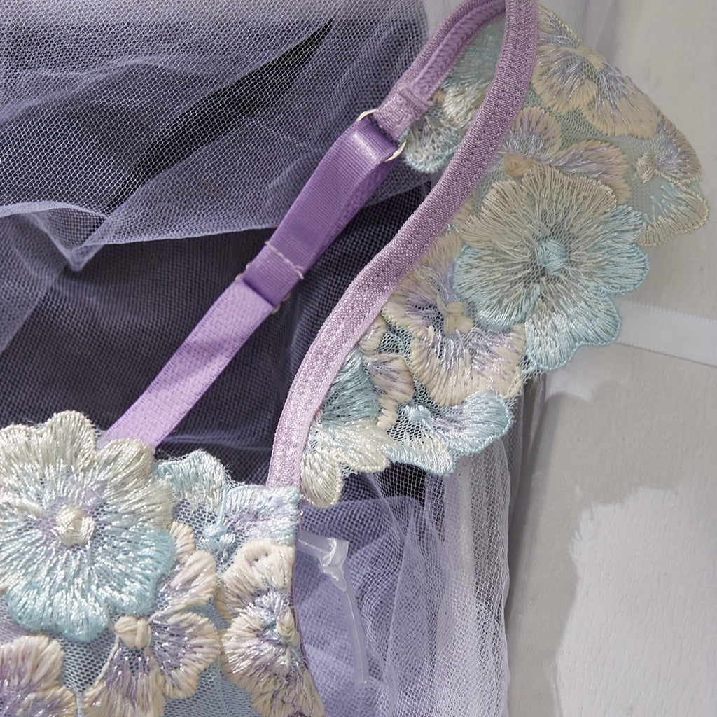 Colorful flowers lingerie set