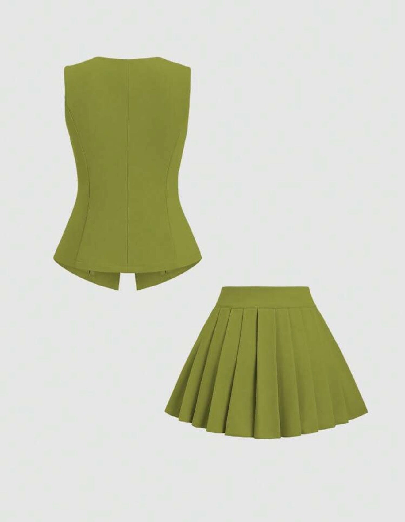 Woman green set (vest+skirt)
