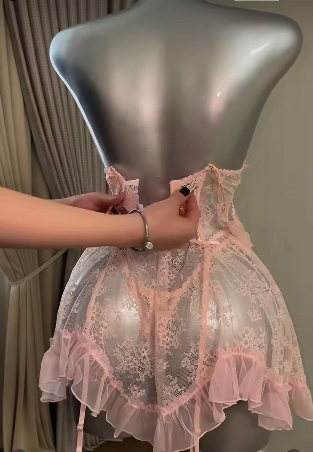Pinky baby doll lingerie set