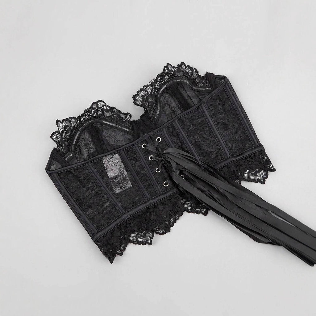 Black lace transparent corset (large size )