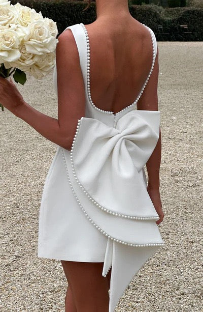Bridal white  backless dress