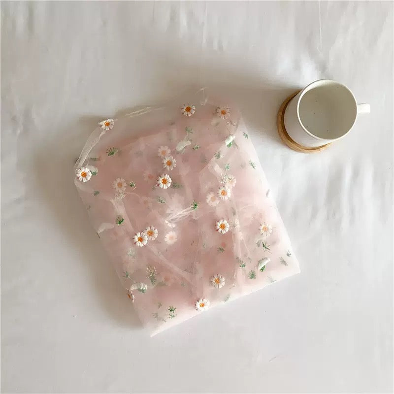 Embroidery mesh top