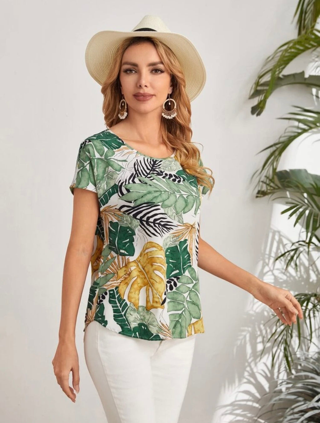 Shein tropical print blouse