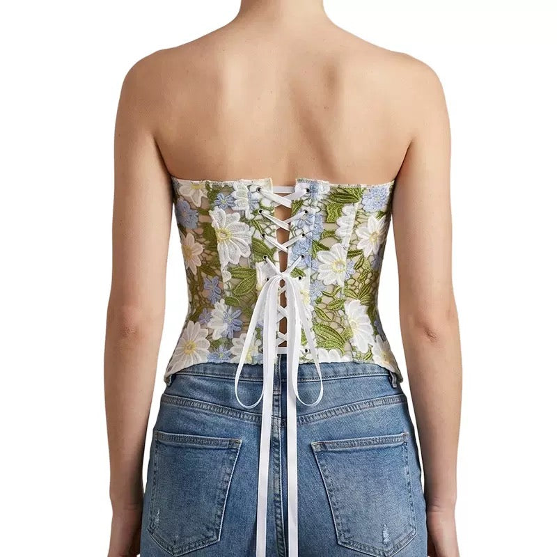 Green flowery corset