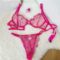 Floral embroidery lingerie set