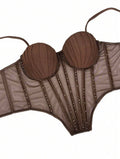 Brown corset with strass