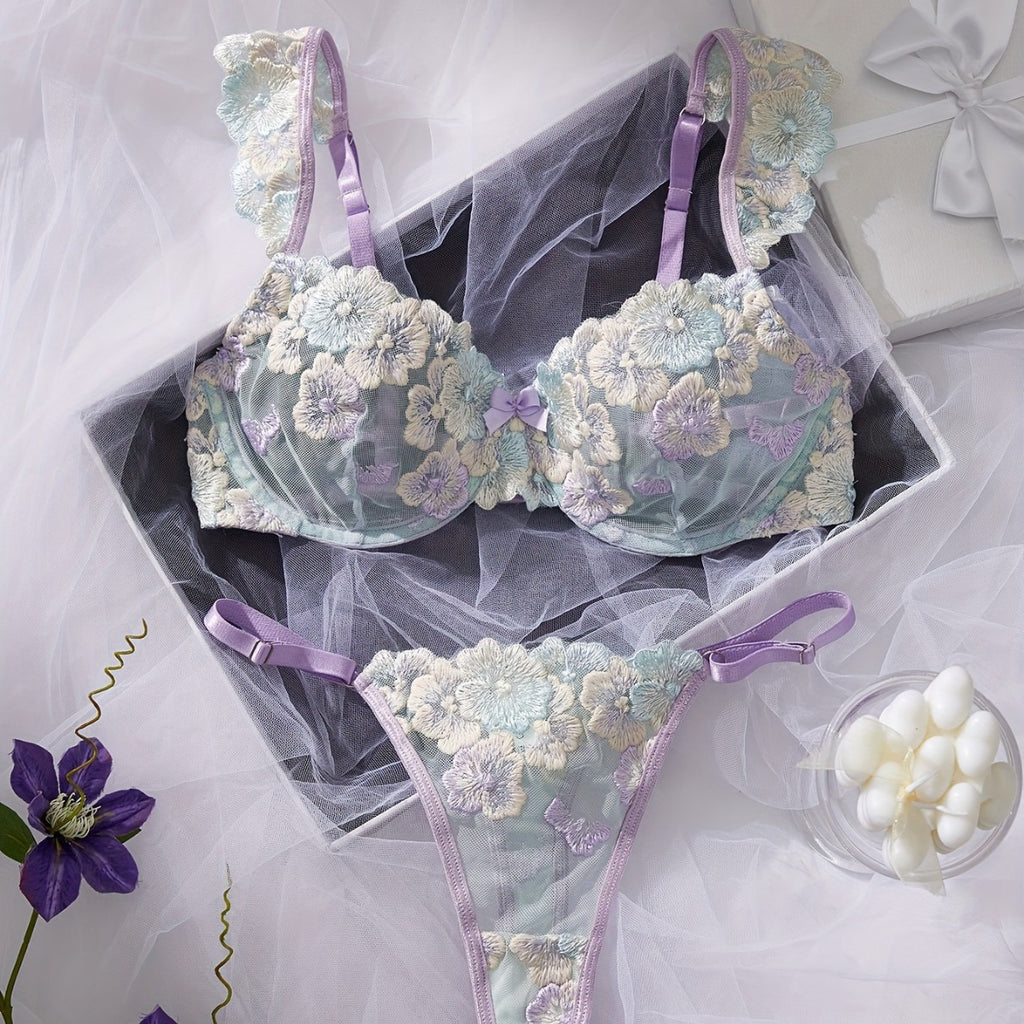 Colorful flowers lingerie set