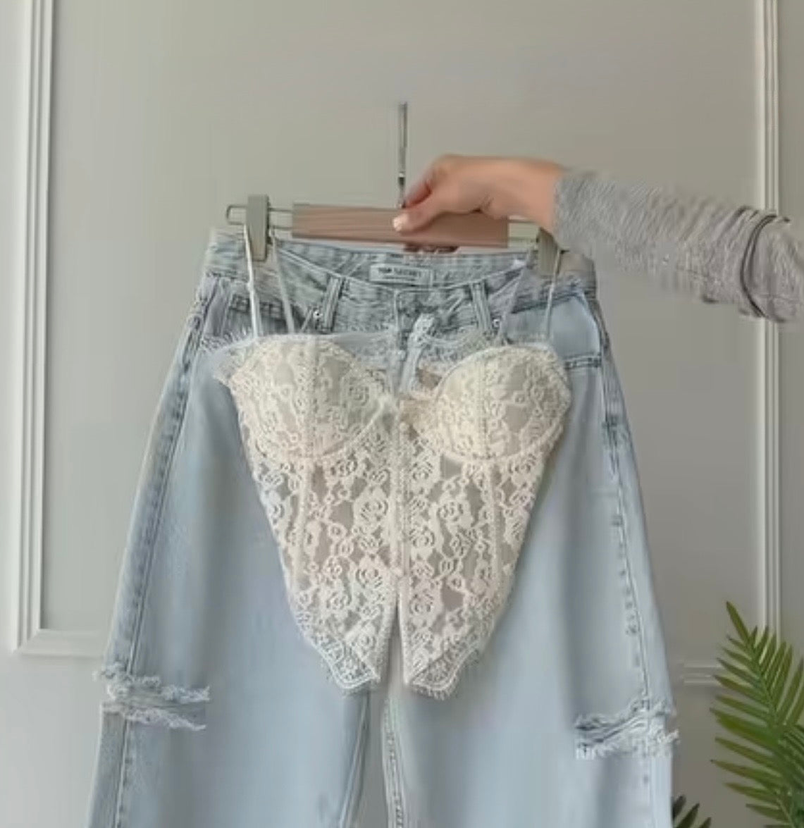French lace white vintage corset