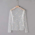 Embroidery mesh top