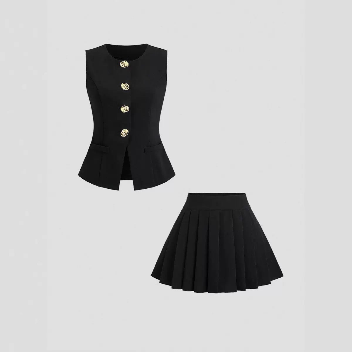 Woman black set (vest+skirt)