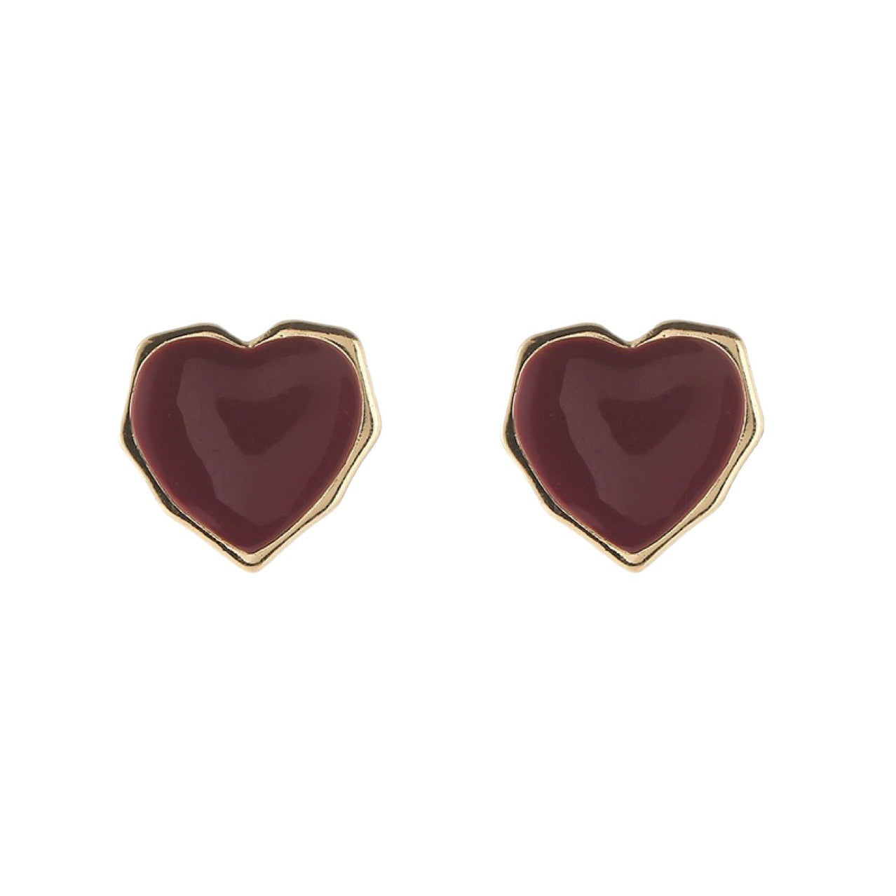 Heart burgandy earrings