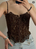 French lace brown vintage corset