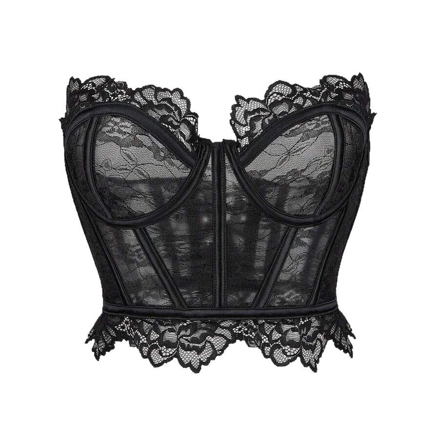 Black lace transparent corset (large size )