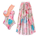 Flowery raffled swimsuit 2 pieces