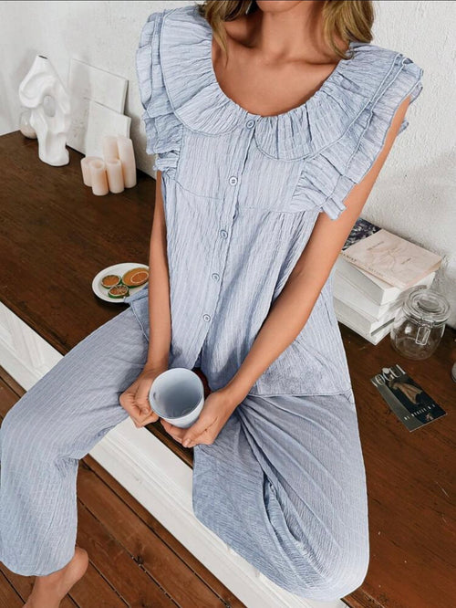 Baby blue raffled pijama
