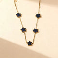 Elegant Gold Five-Flower Station Charm Necklace
De