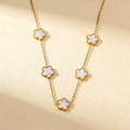 Elegant Gold Five-Flower Station Charm Necklace
De