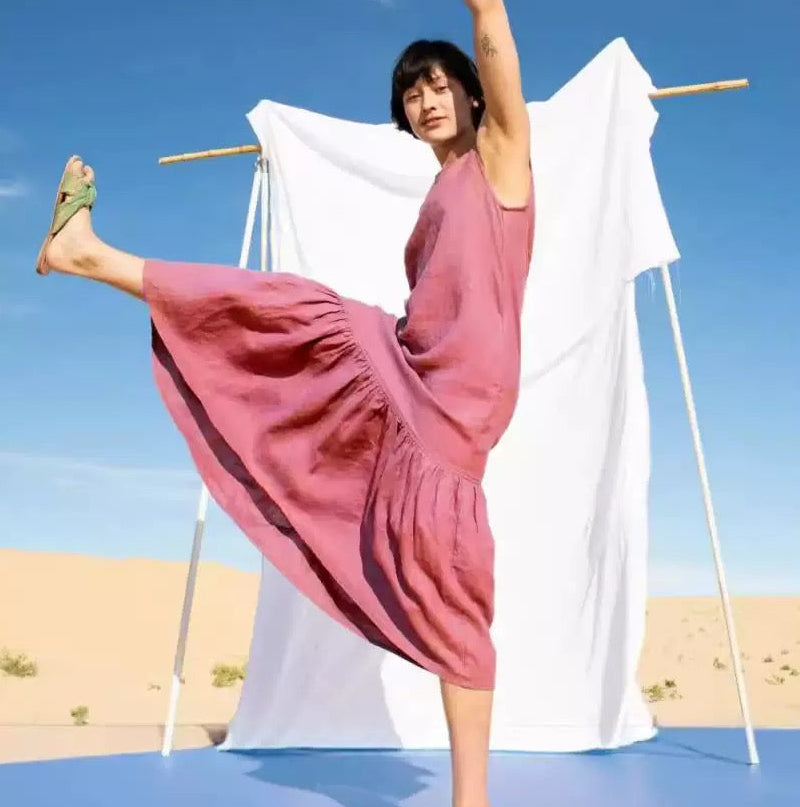 Cotton linen casual dress