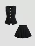 Woman black set (vest+skirt)