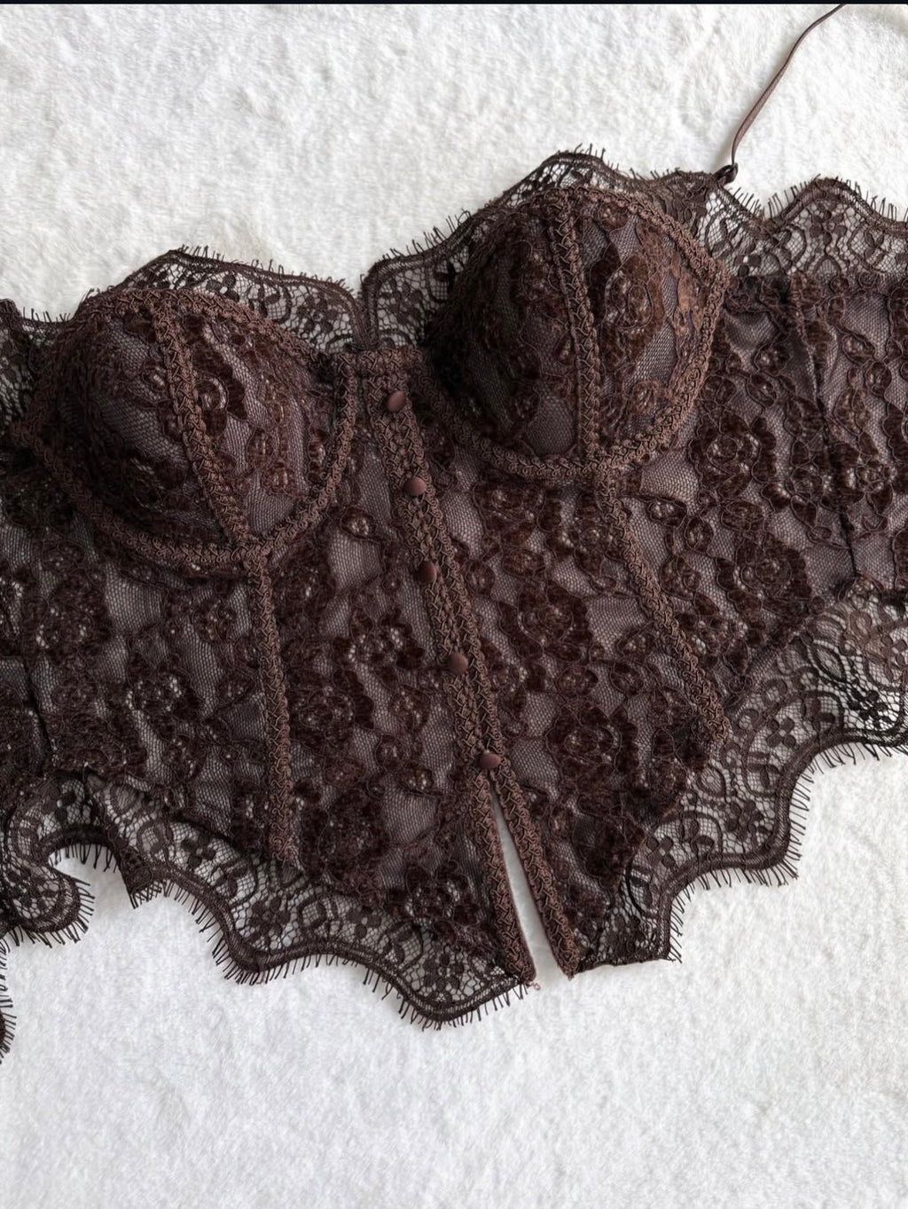 French lace brown vintage corset