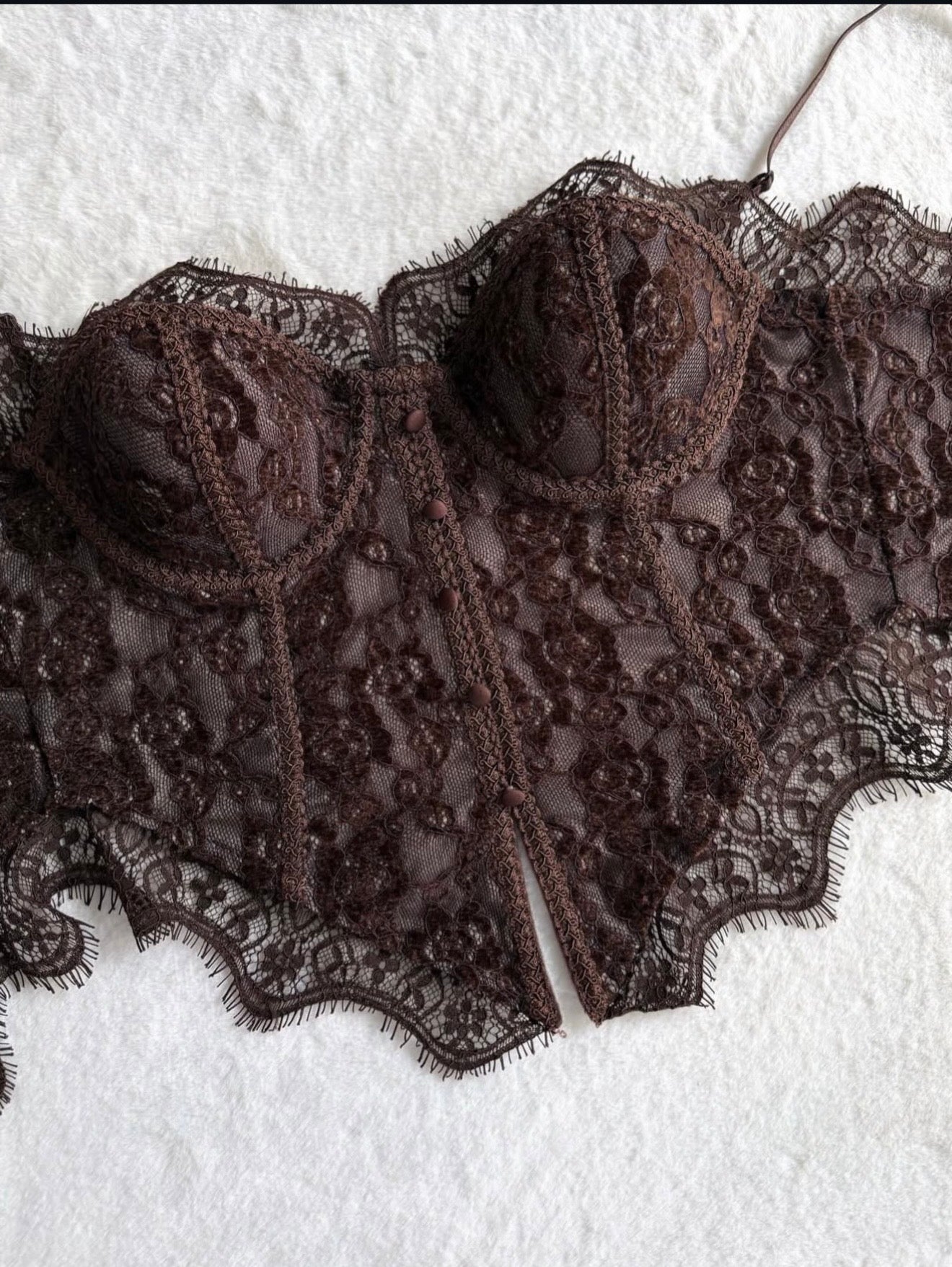 French lace brown vintage corset