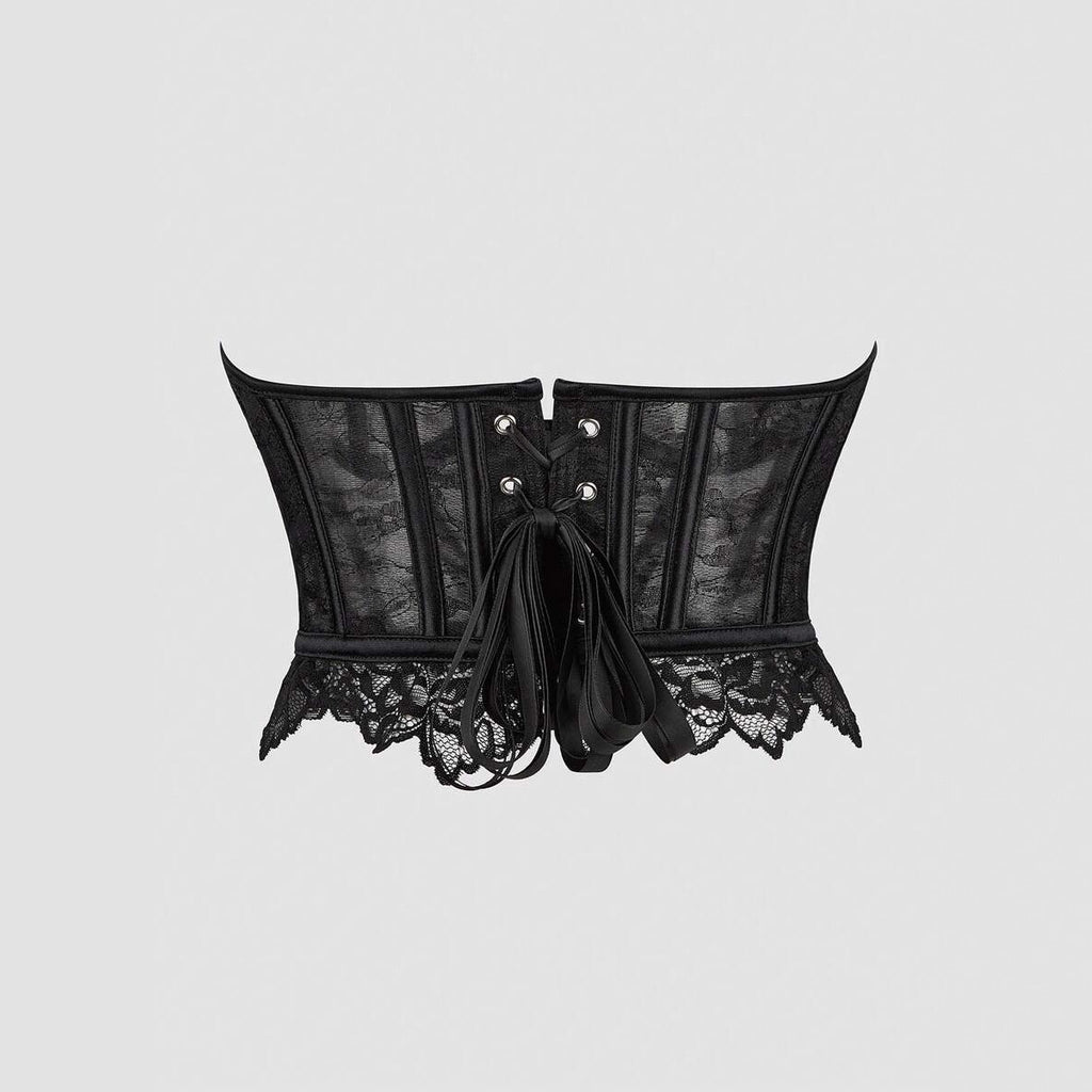 Black lace transparent corset (large size )