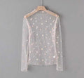 Embroidery mesh top