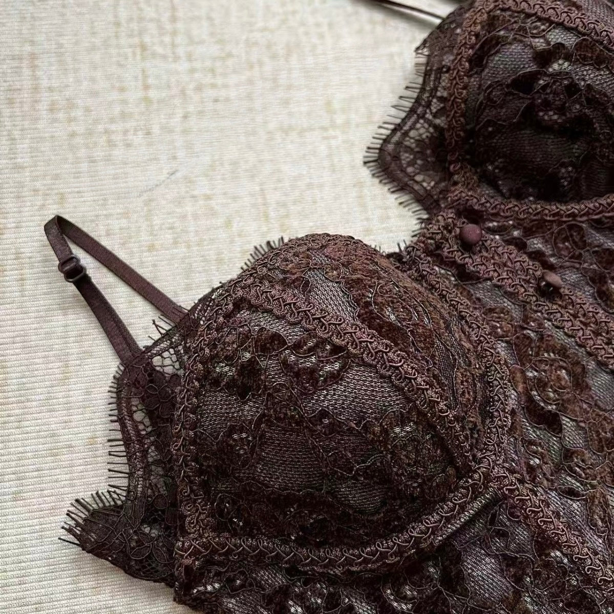 French lace brown vintage corset