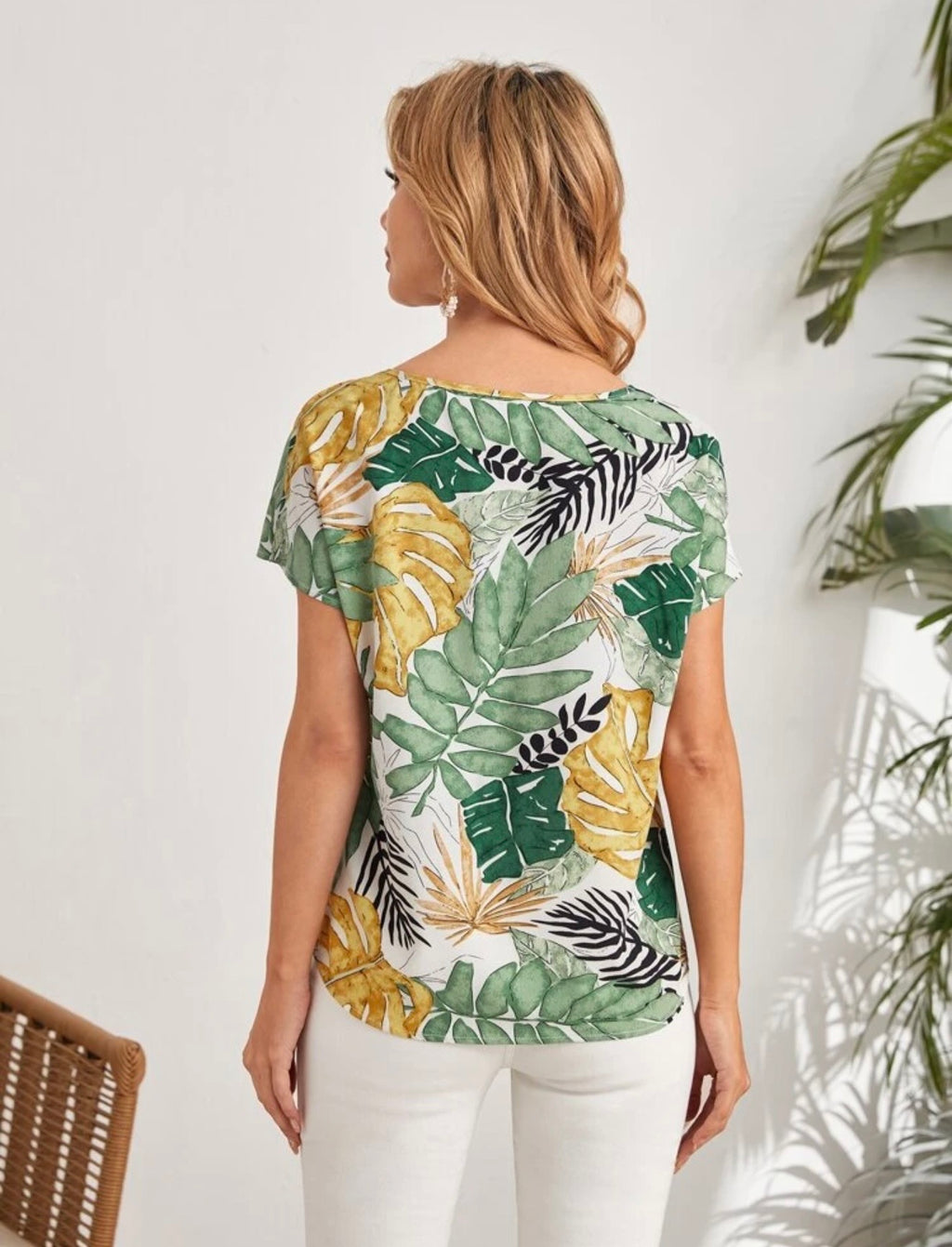 Shein tropical print blouse