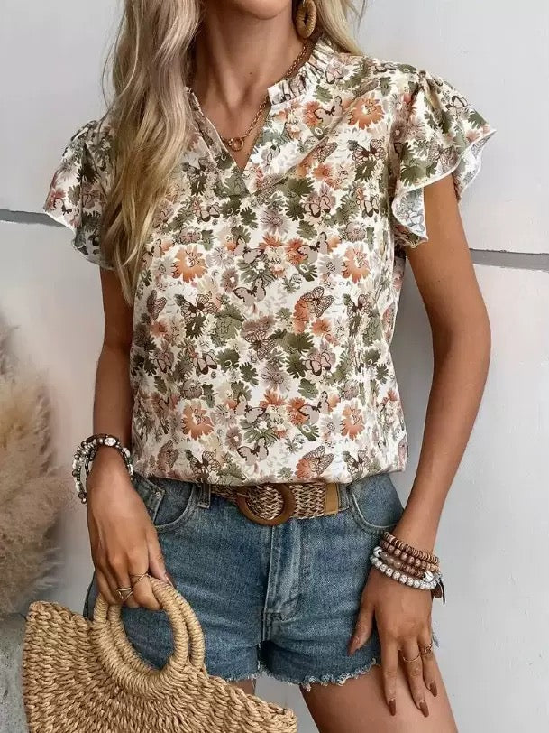 Ruffled women blouse
