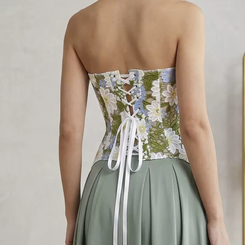 Green flowery corset