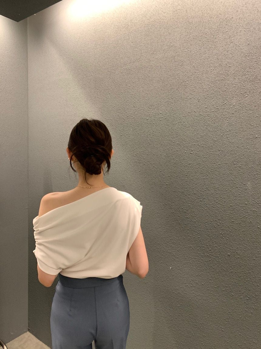 Solid Asymmetrical Neck Batwing Sleeve Tee,cotton Crop Tops Women