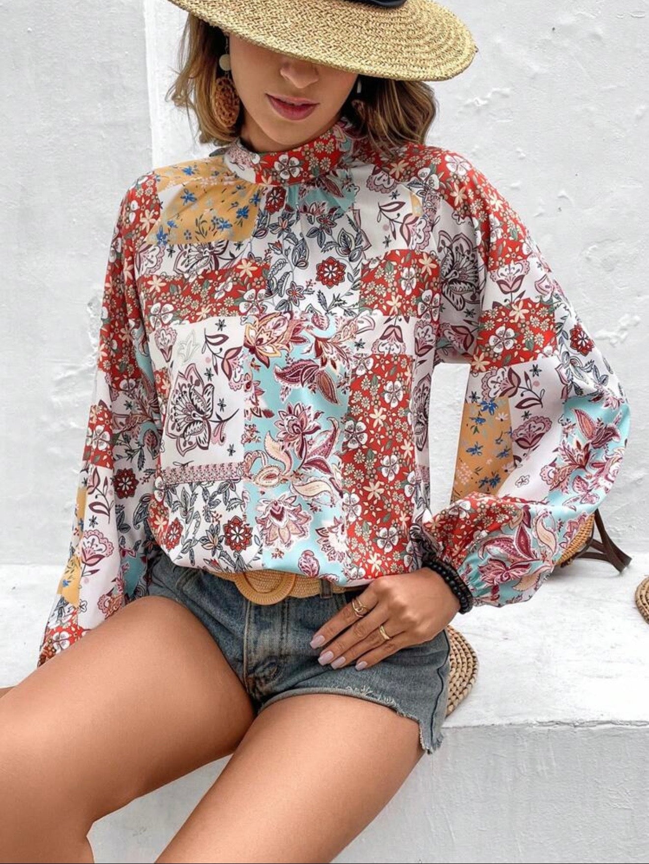 Shein women printed blouse
